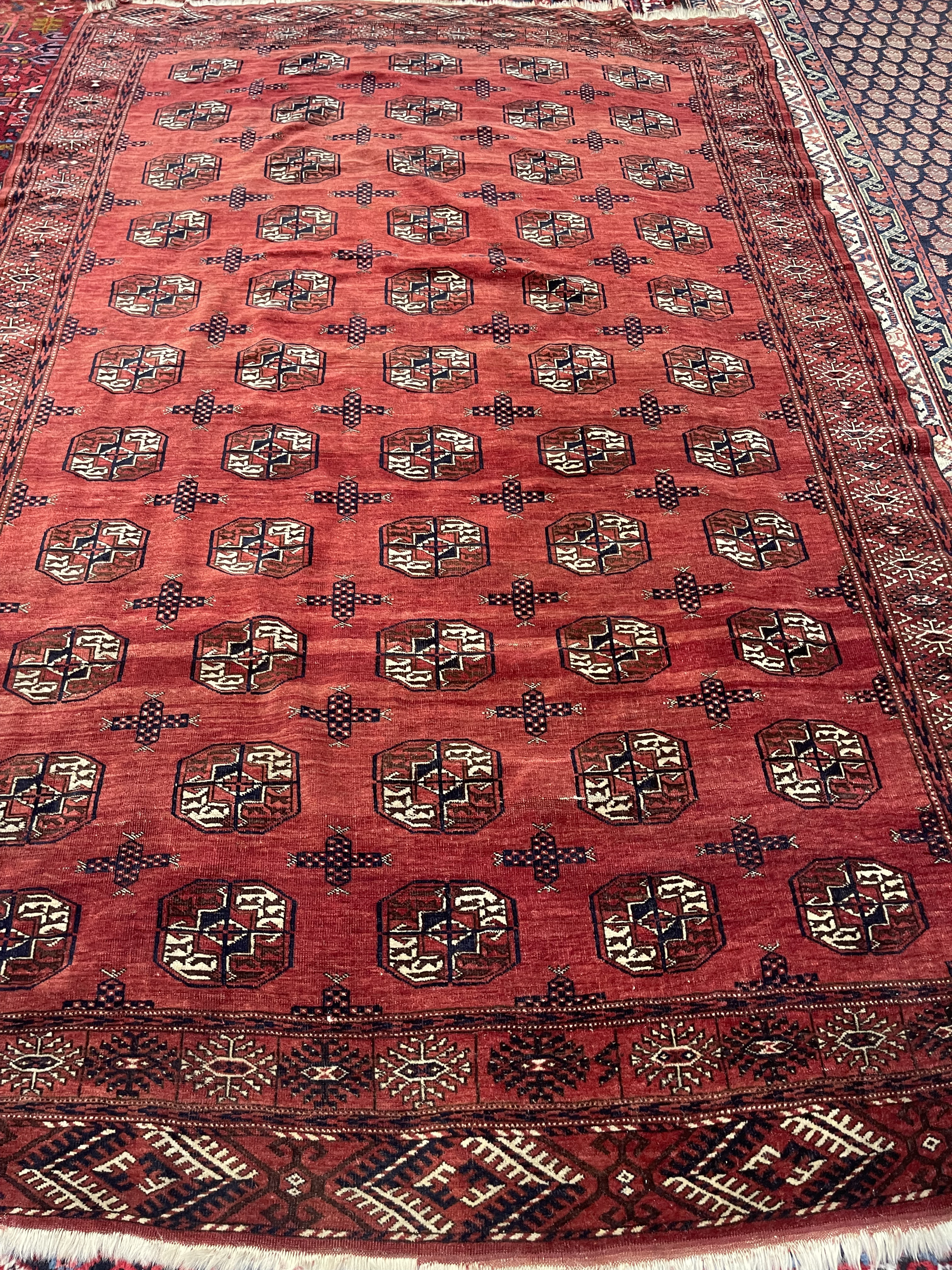 Antique Turkaman, Afghanistan rug, 4'6" x 8'4", in rust, brown, white - photo 2