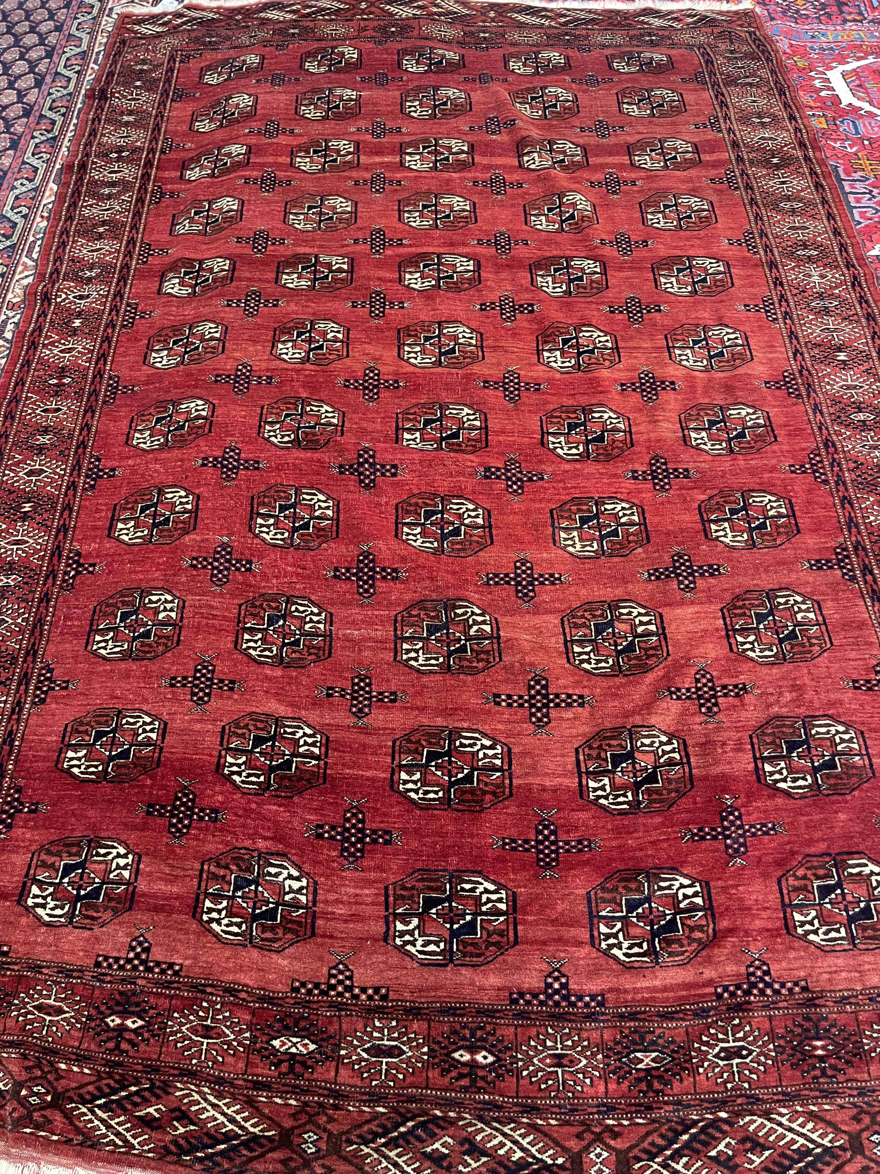 Antique Turkaman, Afghanistan rug, 4'6" x 8'4", in rust, brown, white - photo 1
