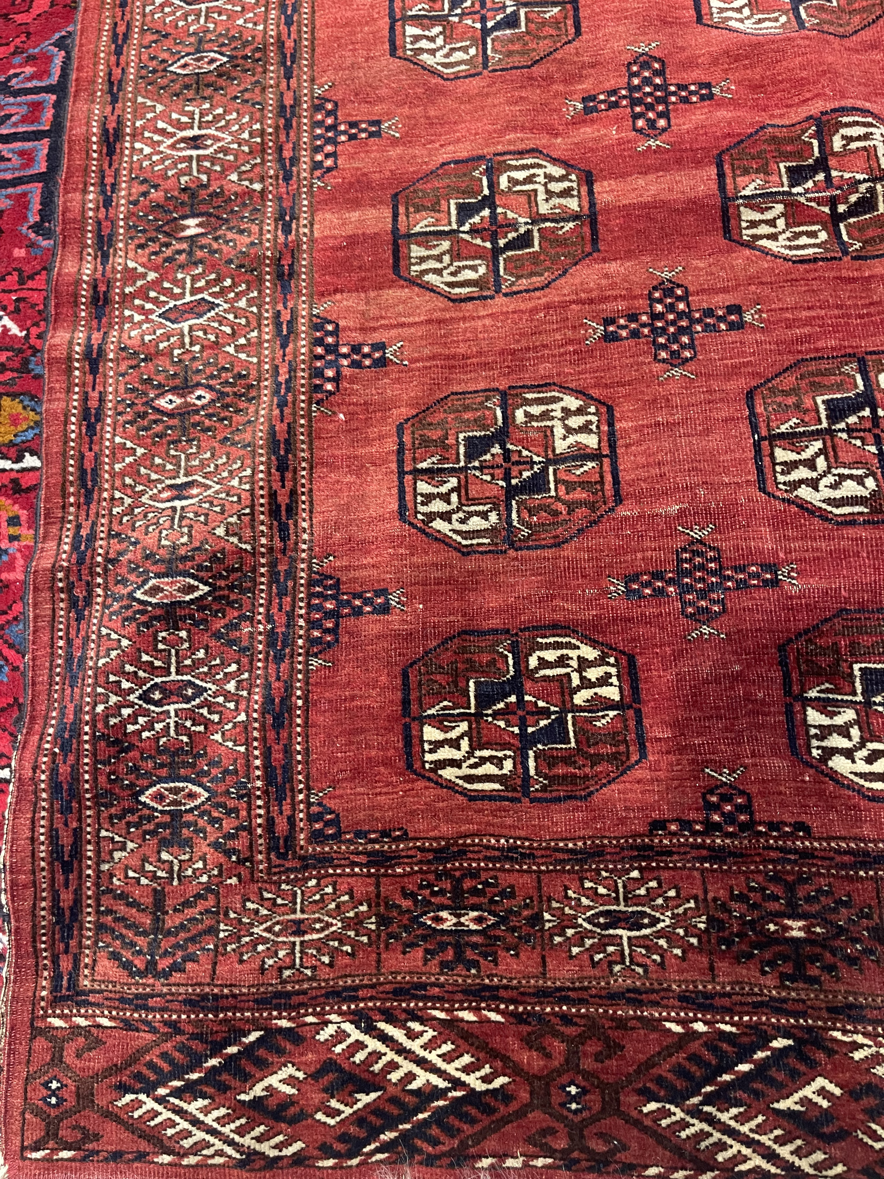 Antique Turkaman, Afghanistan rug, 4'6" x 8'4", in rust, brown, white - photo 3