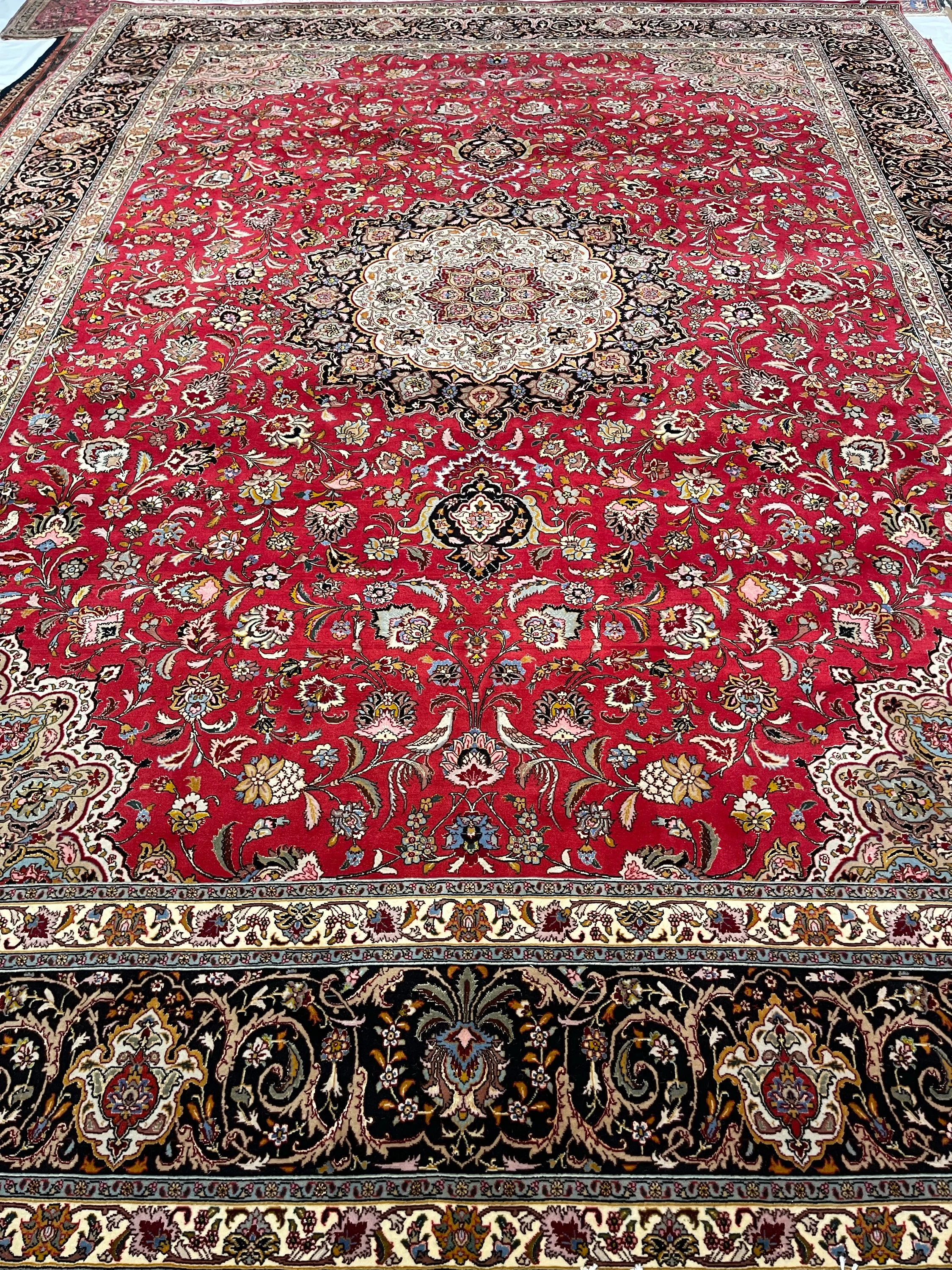Persian Tabriz Silk and Wool - F-1225, Iran rug, 9'9" x 13'3", in red, gold, light blue, ivory - photo 1