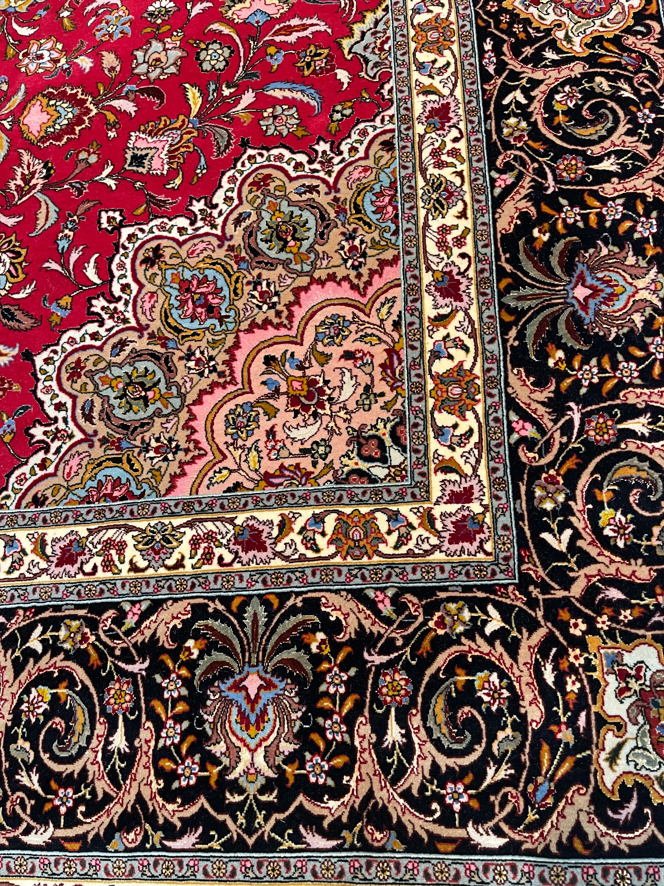 Persian Tabriz Silk and Wool - F-1225, Iran rug, 9'9" x 13'3", in red, gold, light blue, ivory - photo 3