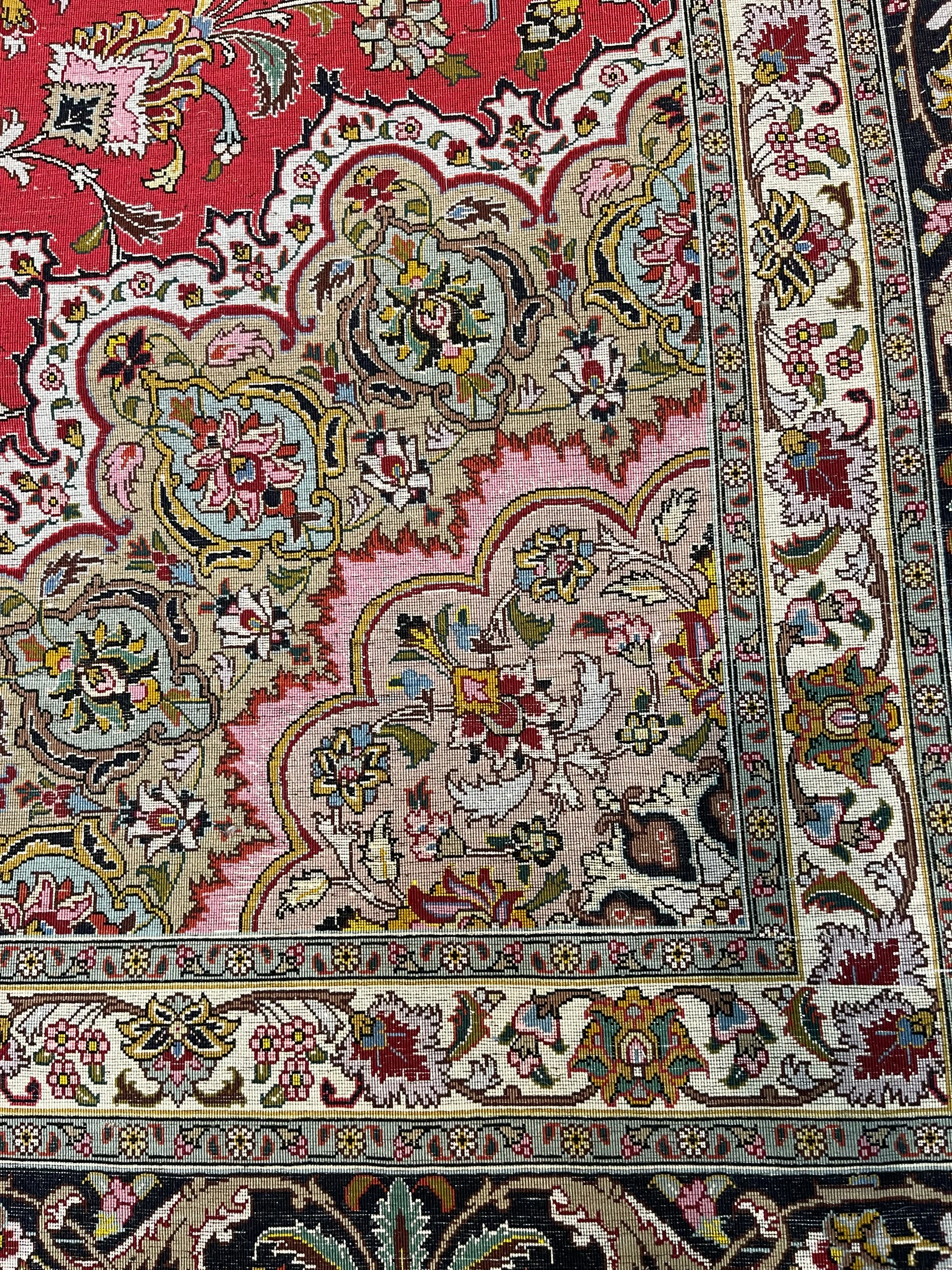 Persian Tabriz Silk and Wool - F-1225, Iran rug, 9'9" x 13'3", in red, gold, light blue, ivory - photo 5