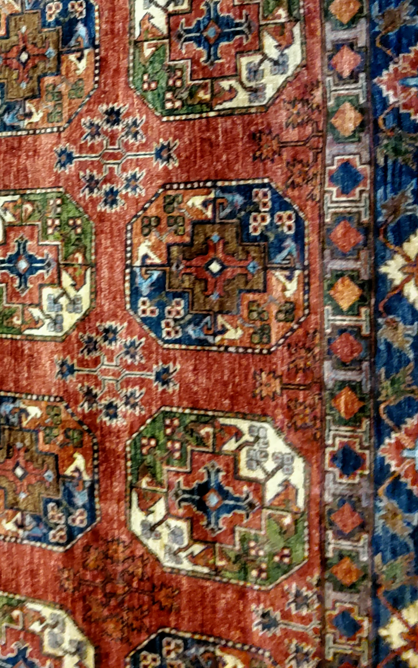 Afghan Turkaman , Afghanistan rug, 9' x 12', in rust, gold, light blue, light green, ivory - photo 3