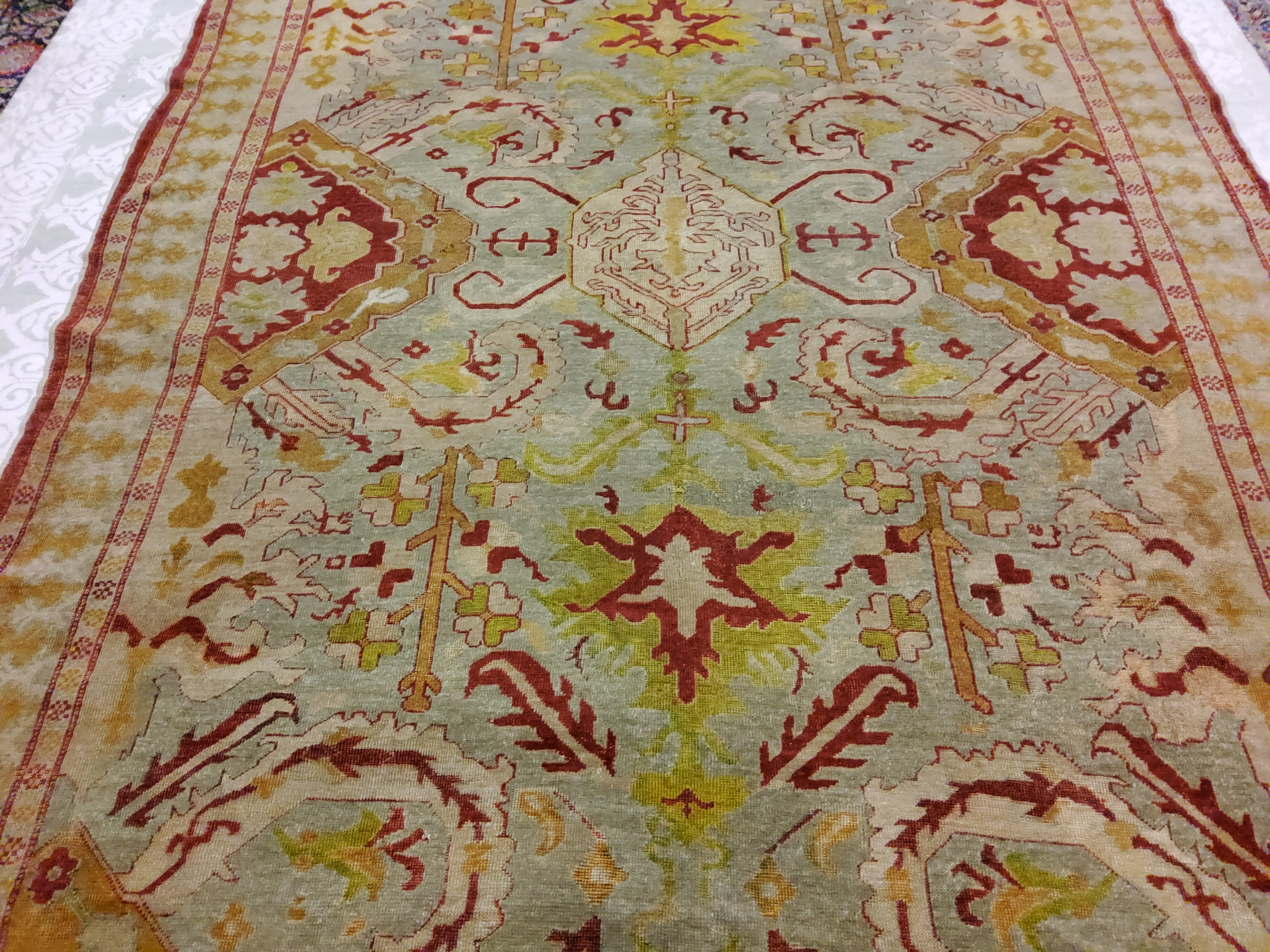 Antique Sevas - F-754, Turkey rug, 6'6" x 7'10", in gold, ivory, light green, red - photo 3