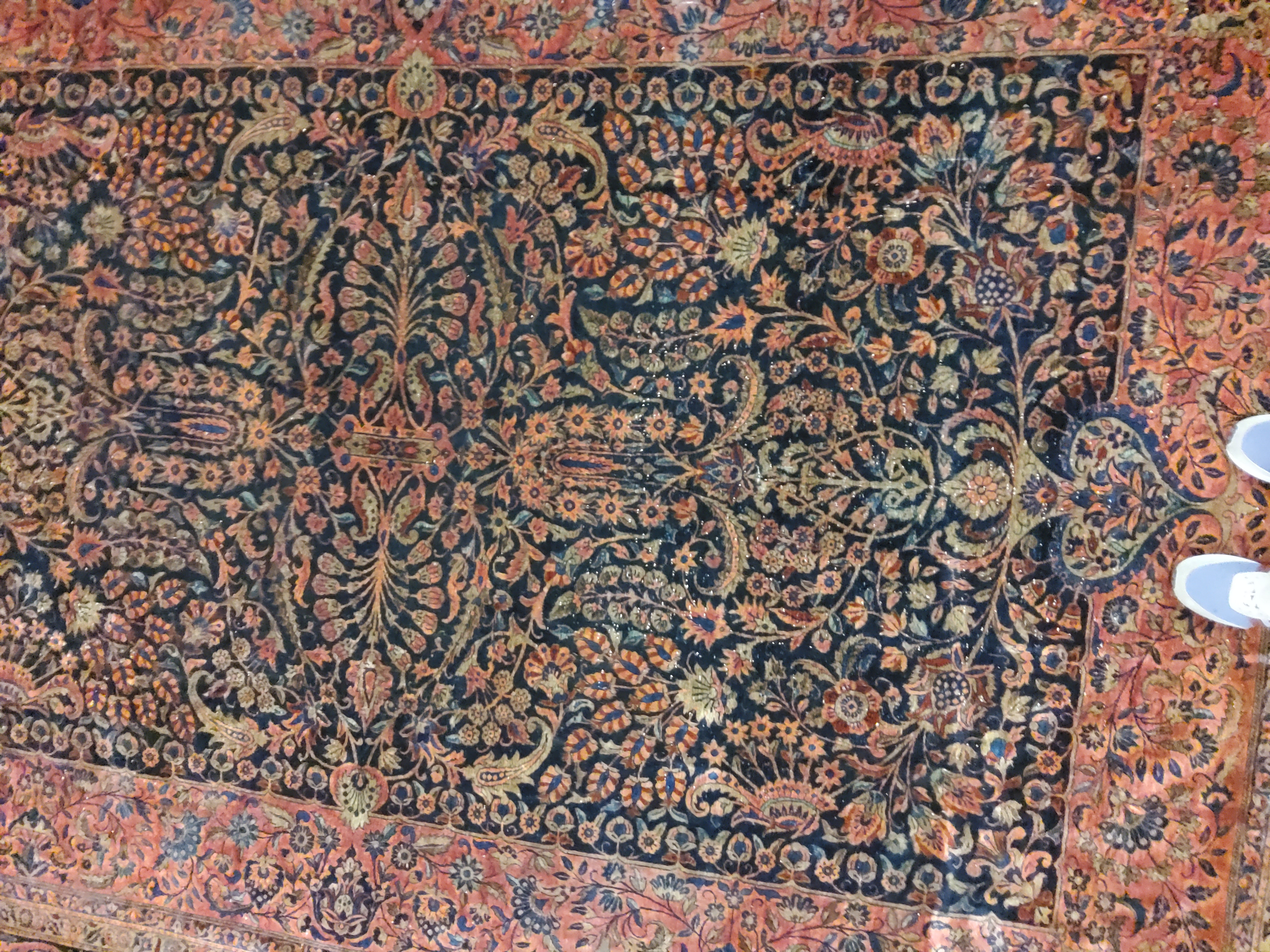 Antique Kashan - F-1146, Iran rug, 10' x 14', in navy, ivory, light blue, light brown, red, green - photo 3
