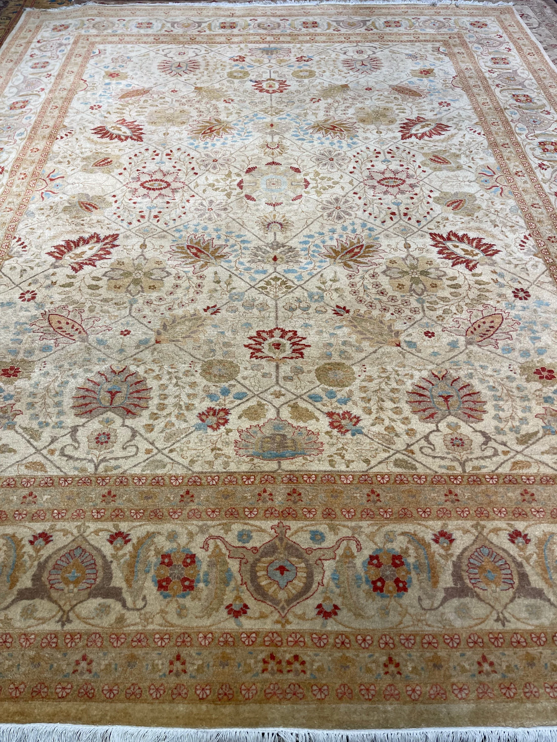 Tabriz aj jalili - F-1200, Iran rug, 9' x 12', in ivory, very light green, rust, light brown, gold - photo 2