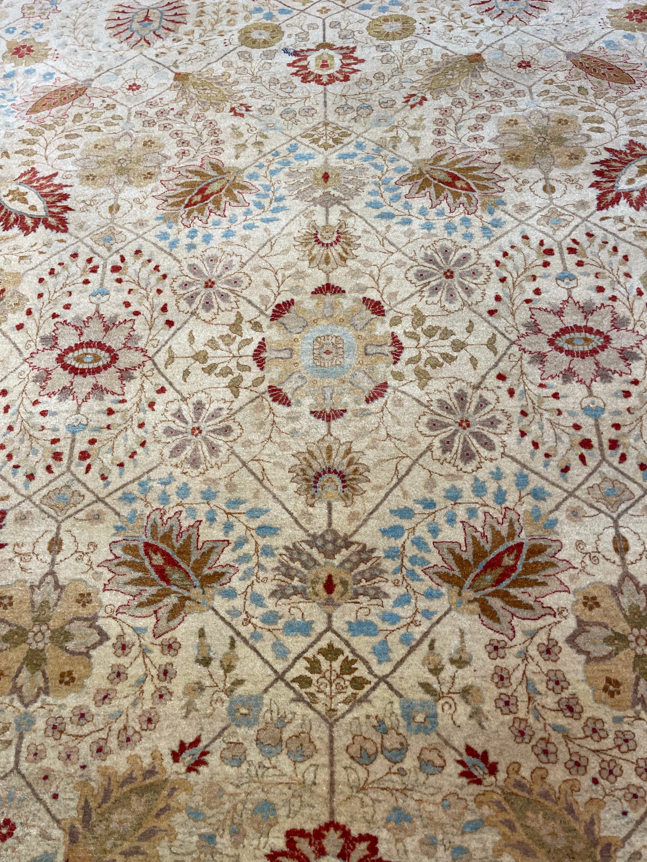 Tabriz aj jalili - F-1200, Iran rug, 9' x 12', in ivory, very light green, rust, light brown, gold - photo 3