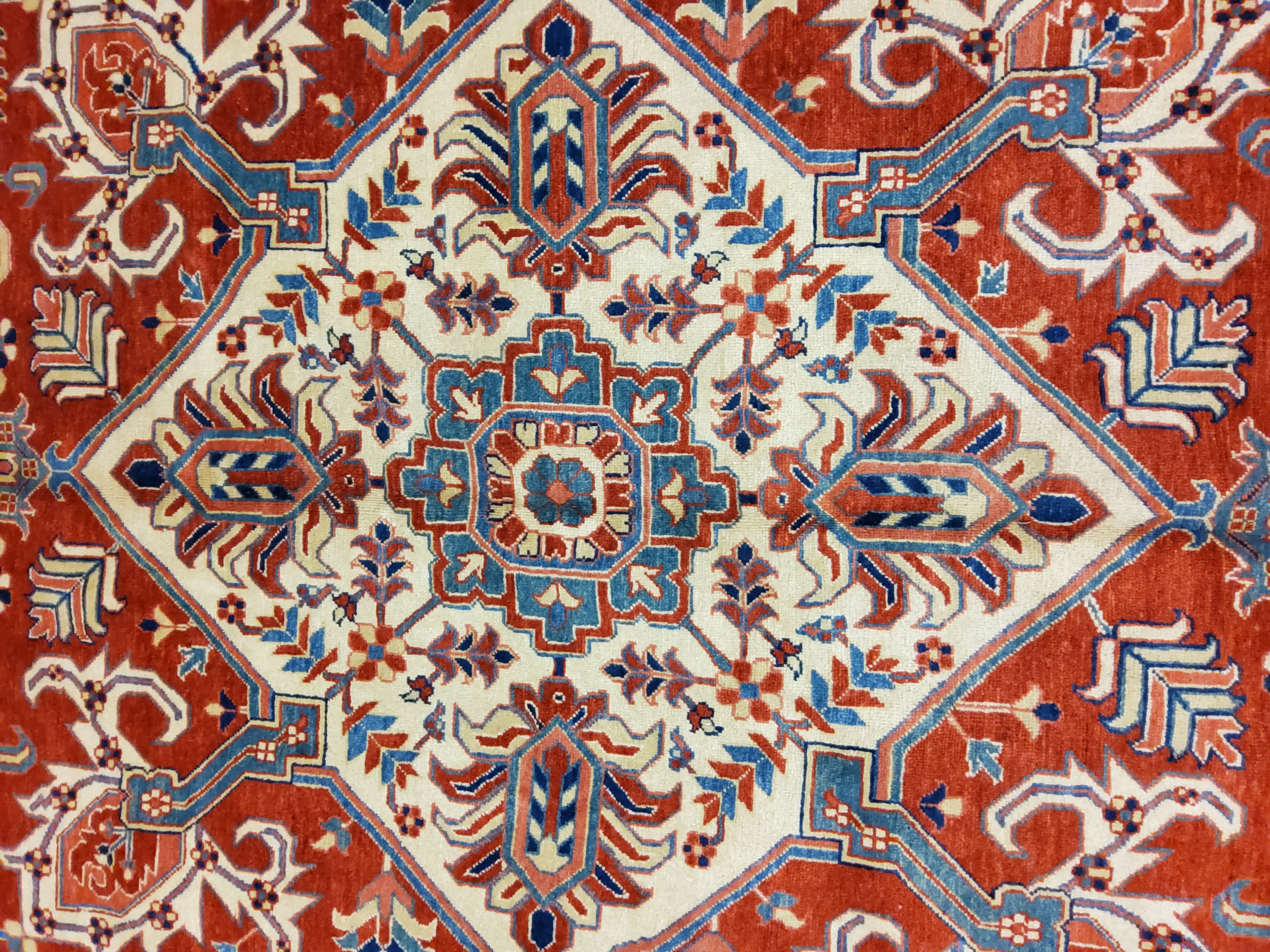 Heriz - F-52, Iran rug, 8'6" x 12', in ivory, red, green, gold, blue - photo 4