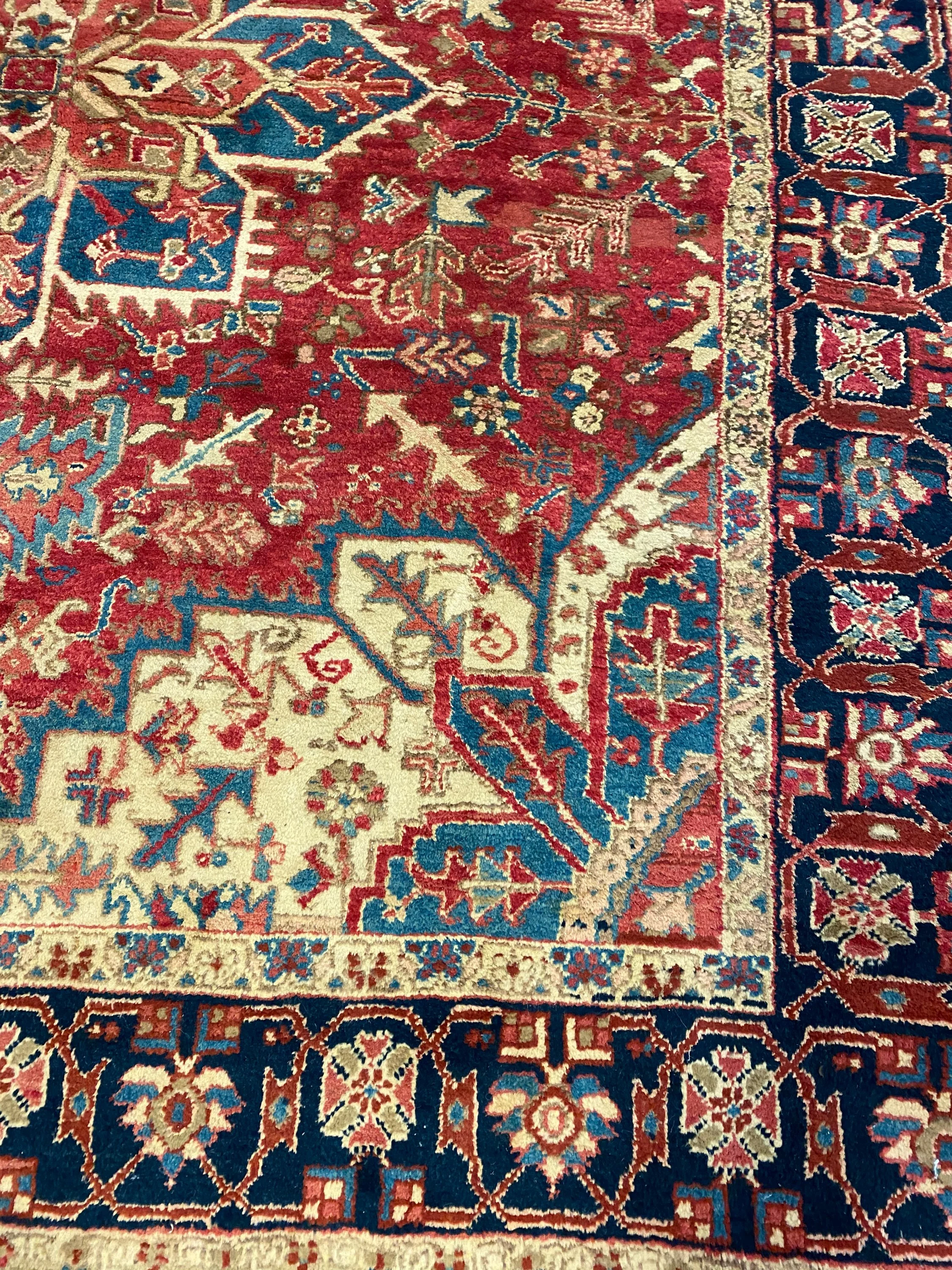 Heriz - F-748, Iran rug, 7'2" x 7'9", in red, navy - photo 3