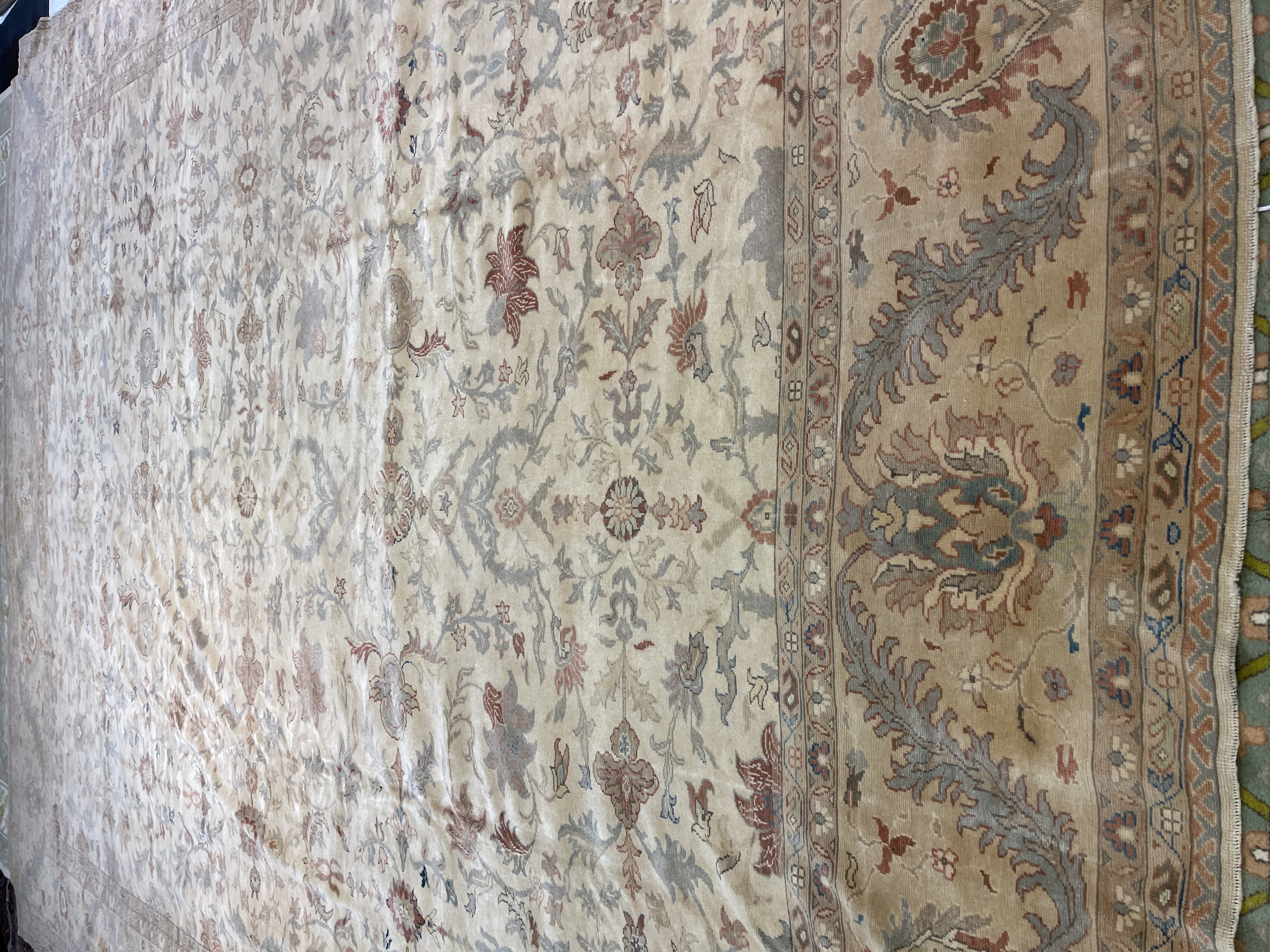 Turkish Sevas F-864, Turkish rug, 12'x15'6", in light color, ivory, light brown, gold, light green, light green - photo 2