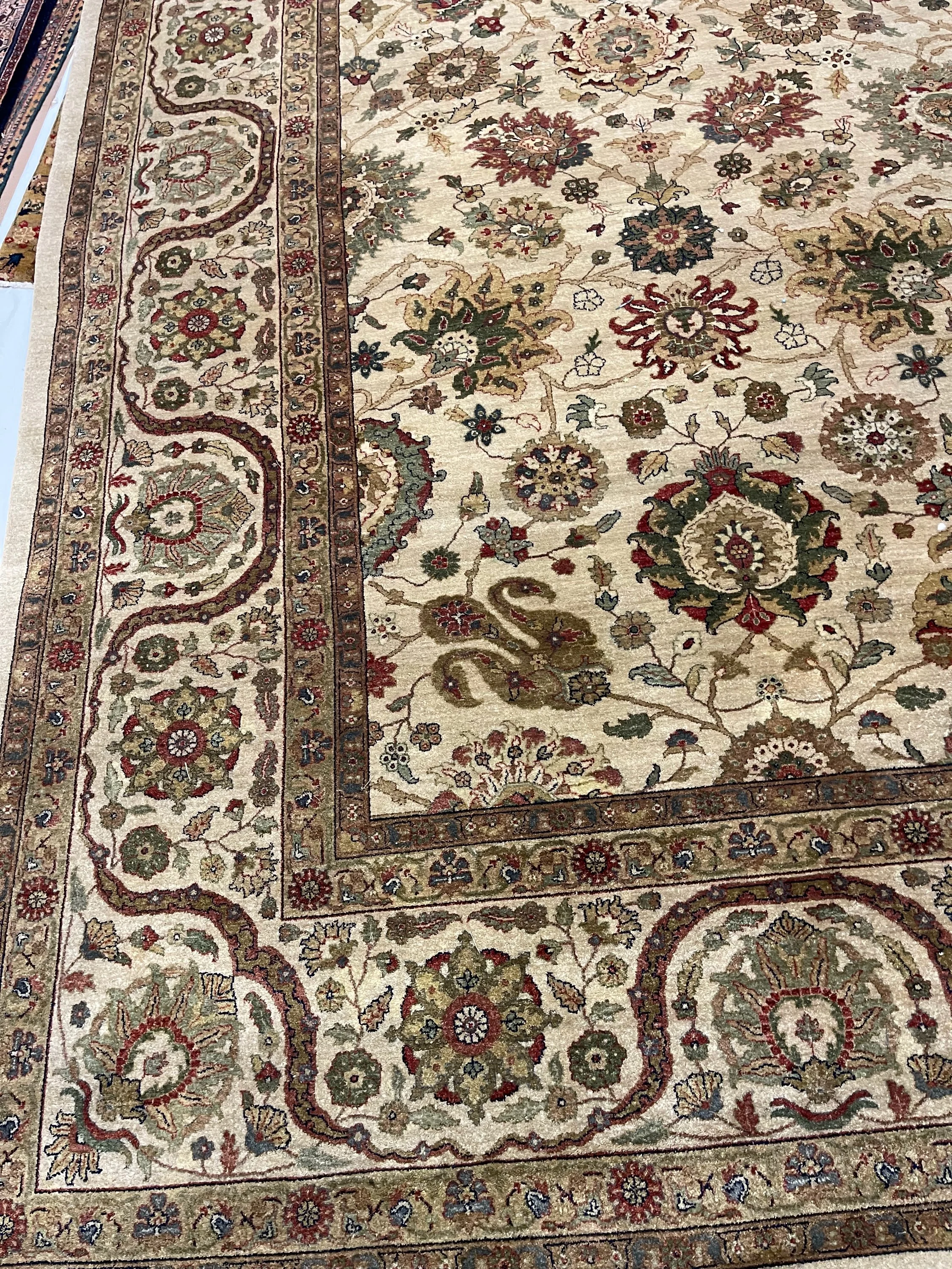 Pak Tabriz F-1160, Pakistan rug, 11'11"x14'8", in light olive, green, rose, gold, ivory.. - photo 3