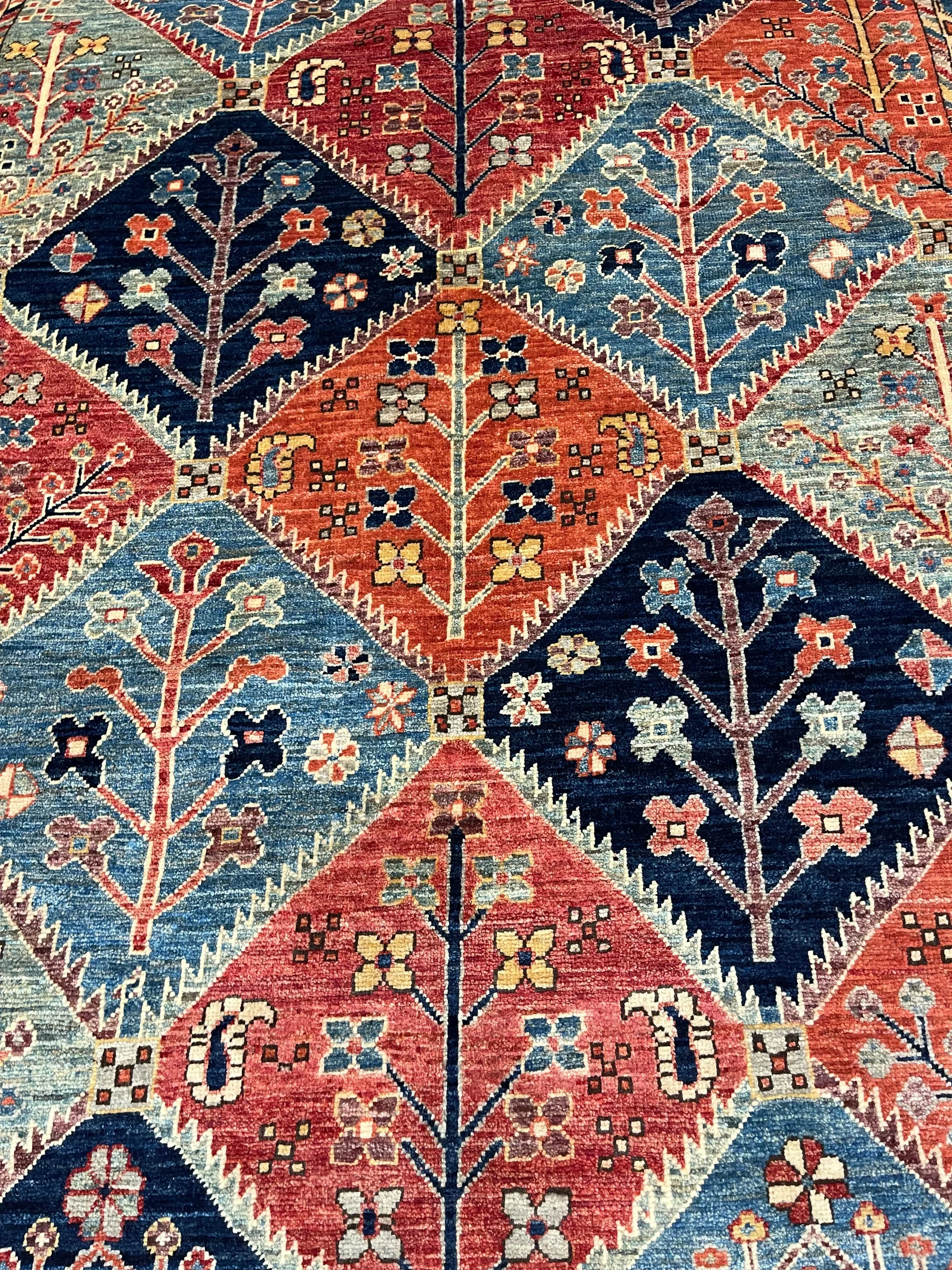 Aryana F-2030, Afghanistan rug, 5'x8', in red, navy, ivory, gold, green, light blue - photo 3