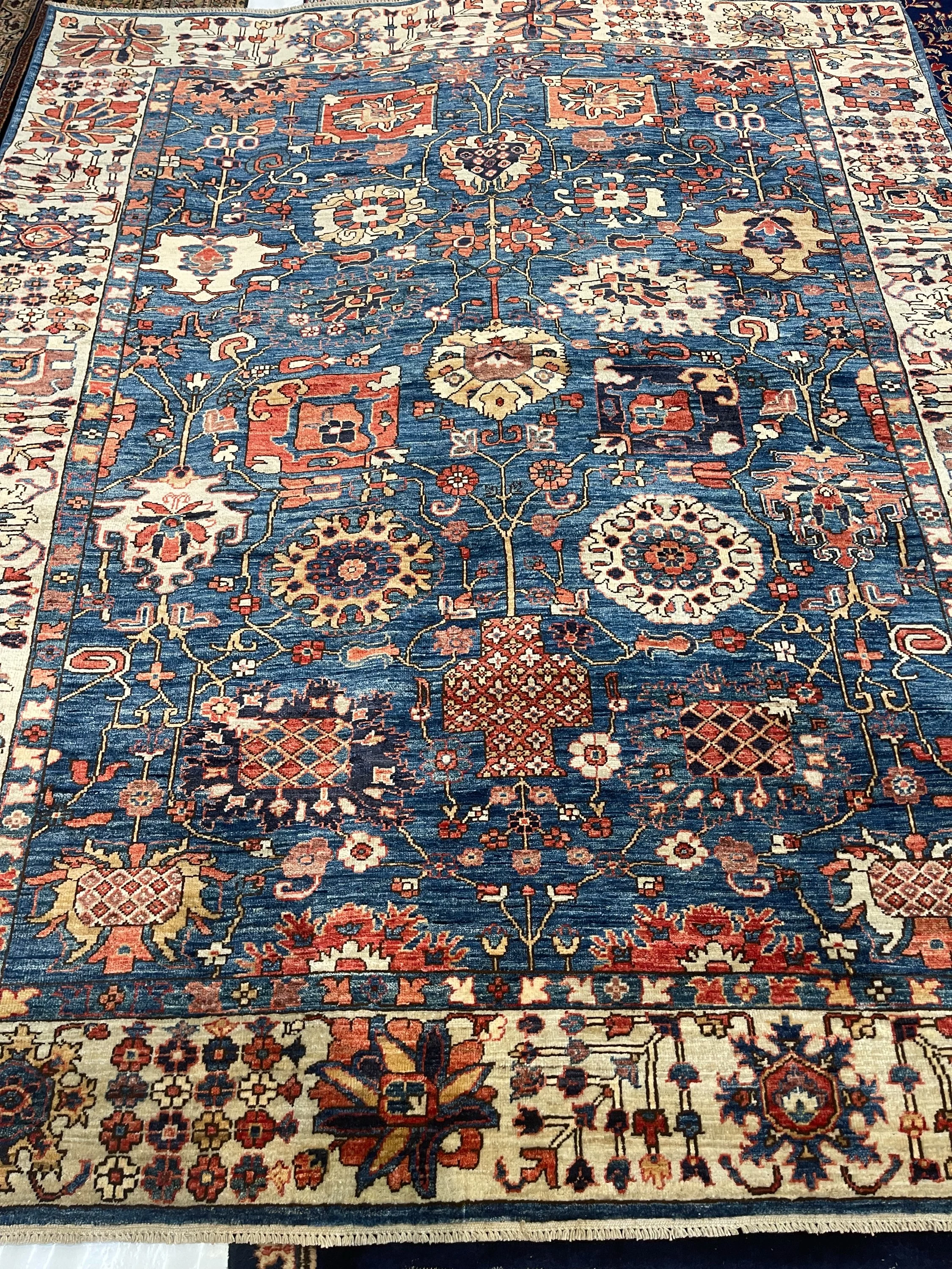 Aryana Afghan rug F-1215, Afghan rug, 6'3"x7'7", in light blue, light green, ivory, gold, ivory, rust.. - photo 1