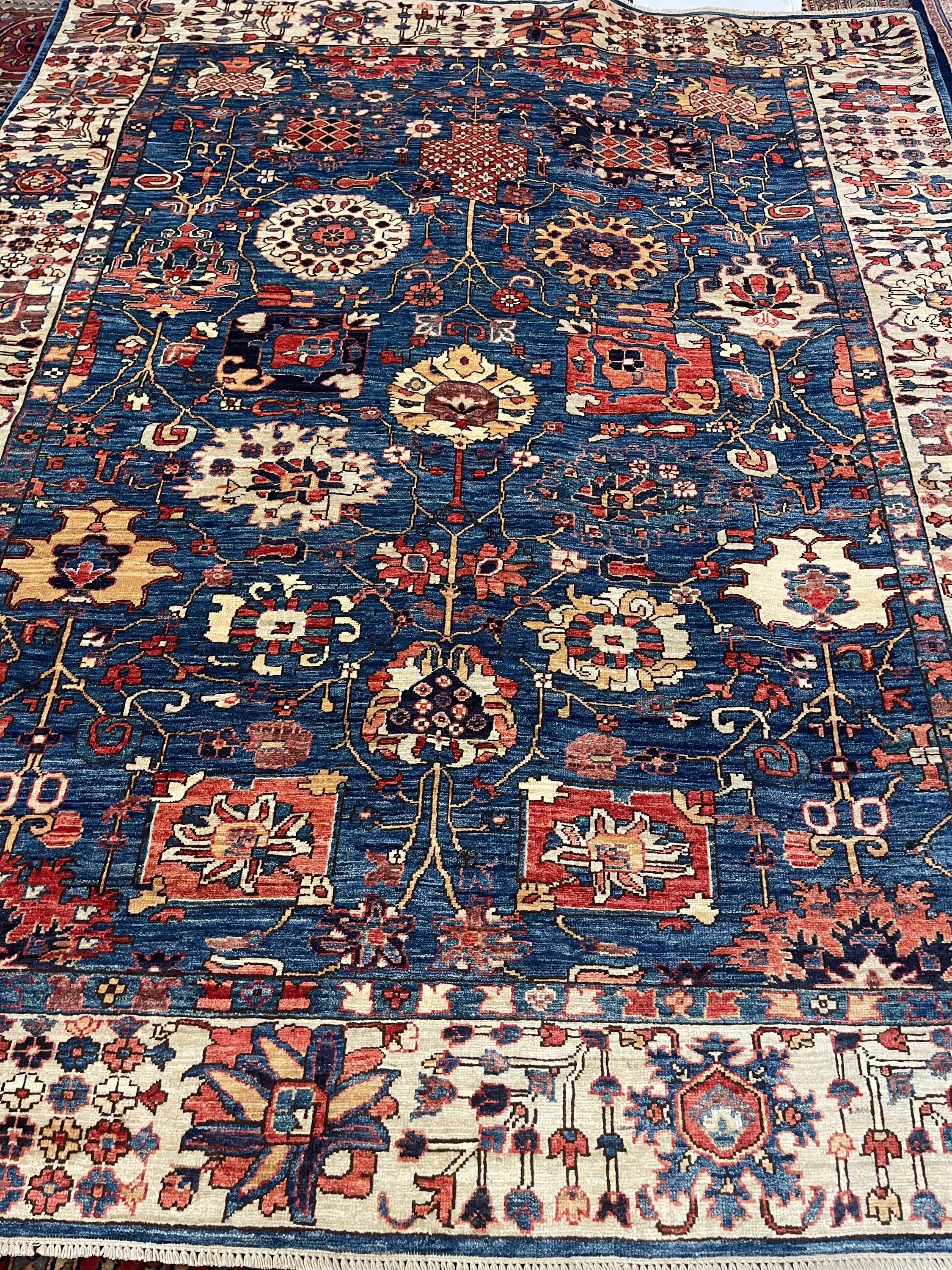 Aryana Afghan rug F-1215, Afghan rug, 6'3"x7'7", in light blue, light green, ivory, gold, ivory, rust.. - photo 2