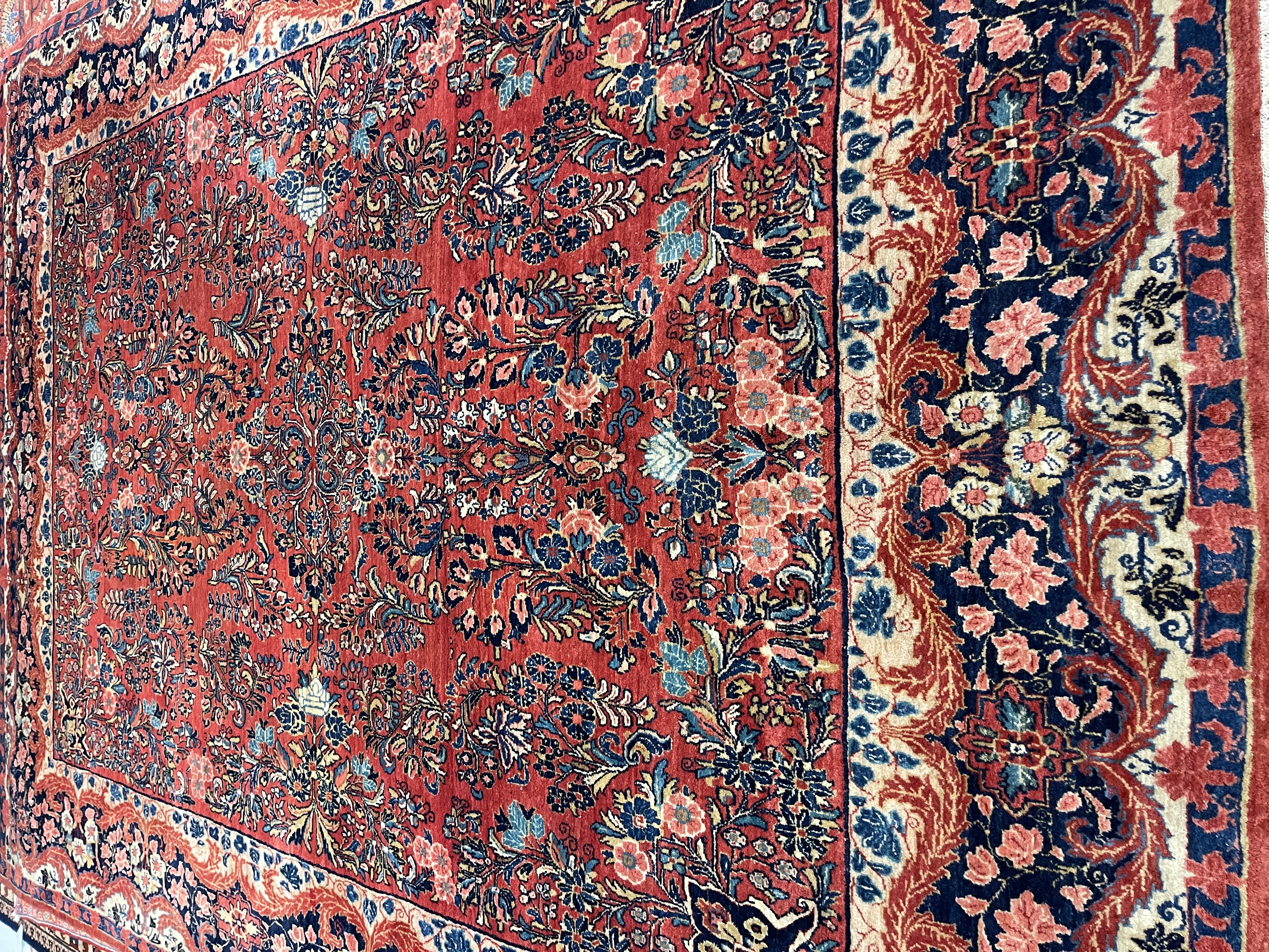 Antique Saruk rug F-2050, Persian rug, 8'7"x11', in red, ivory, navy, deep red, light blue, green.. - photo 1