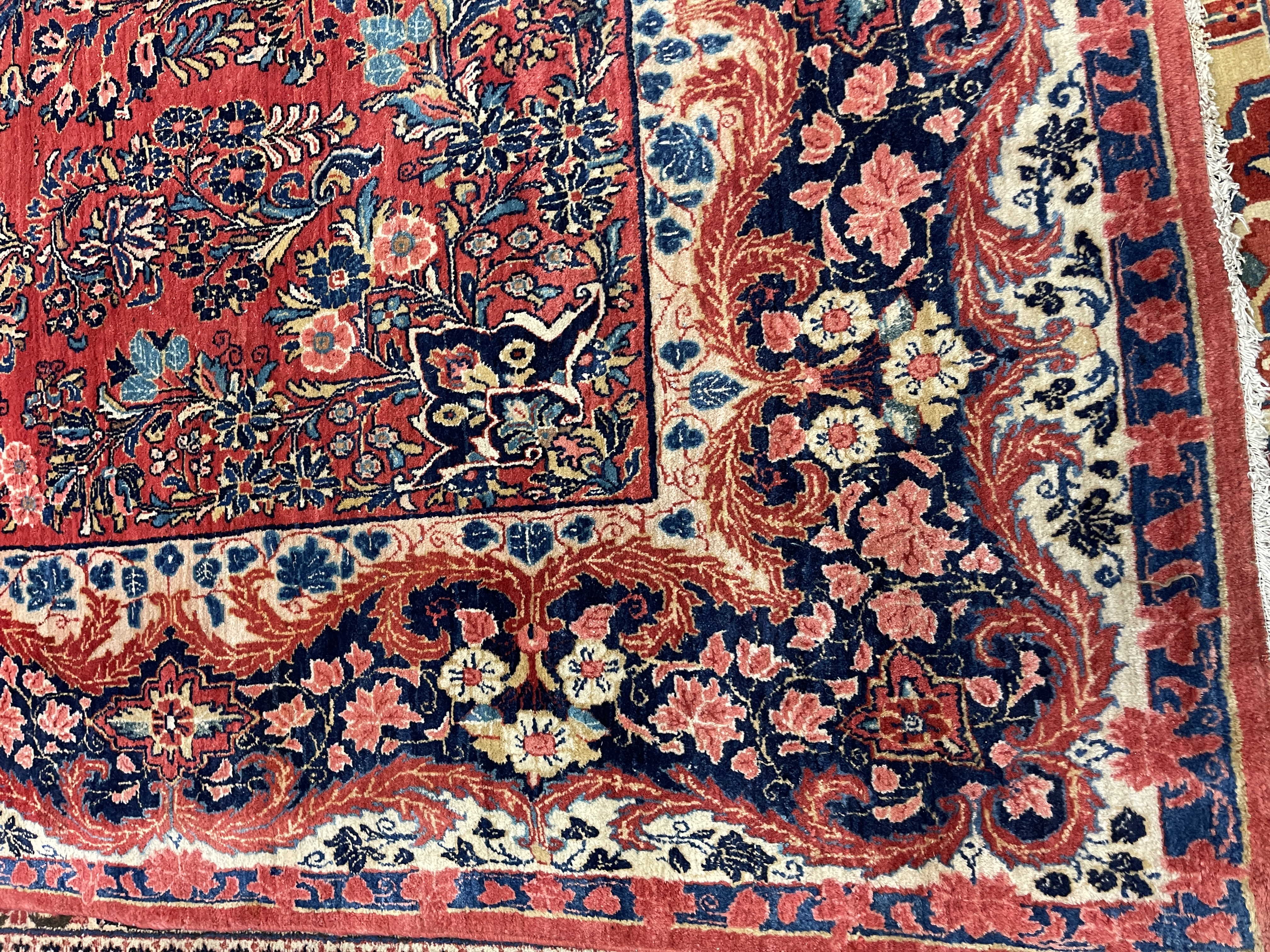 Antique Saruk rug F-2050, Persian rug, 8'7"x11', in red, ivory, navy, deep red, light blue, green.. - photo 2