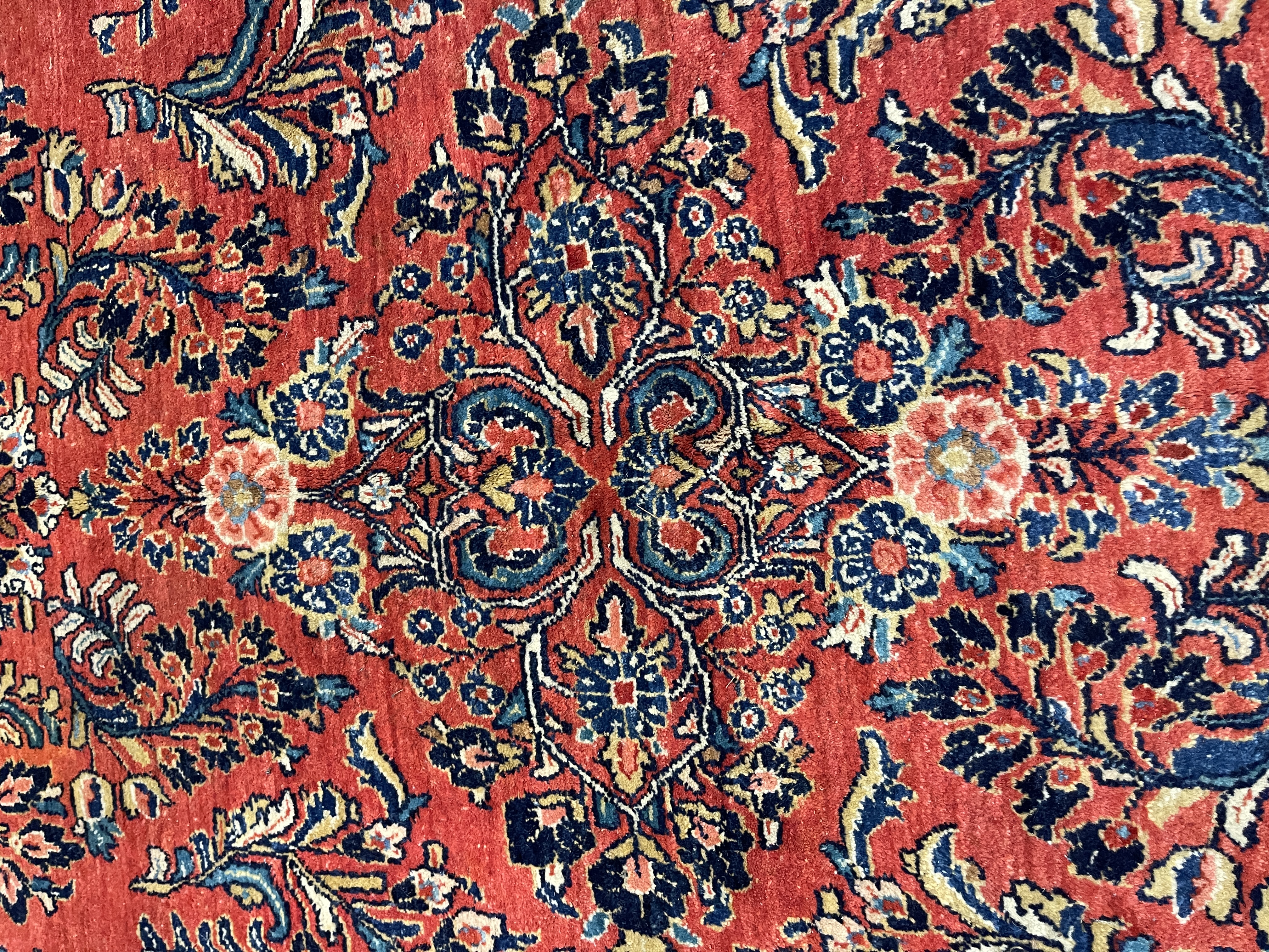 Antique Saruk rug F-2050, Persian rug, 8'7"x11', in red, ivory, navy, deep red, light blue, green.. - photo 3