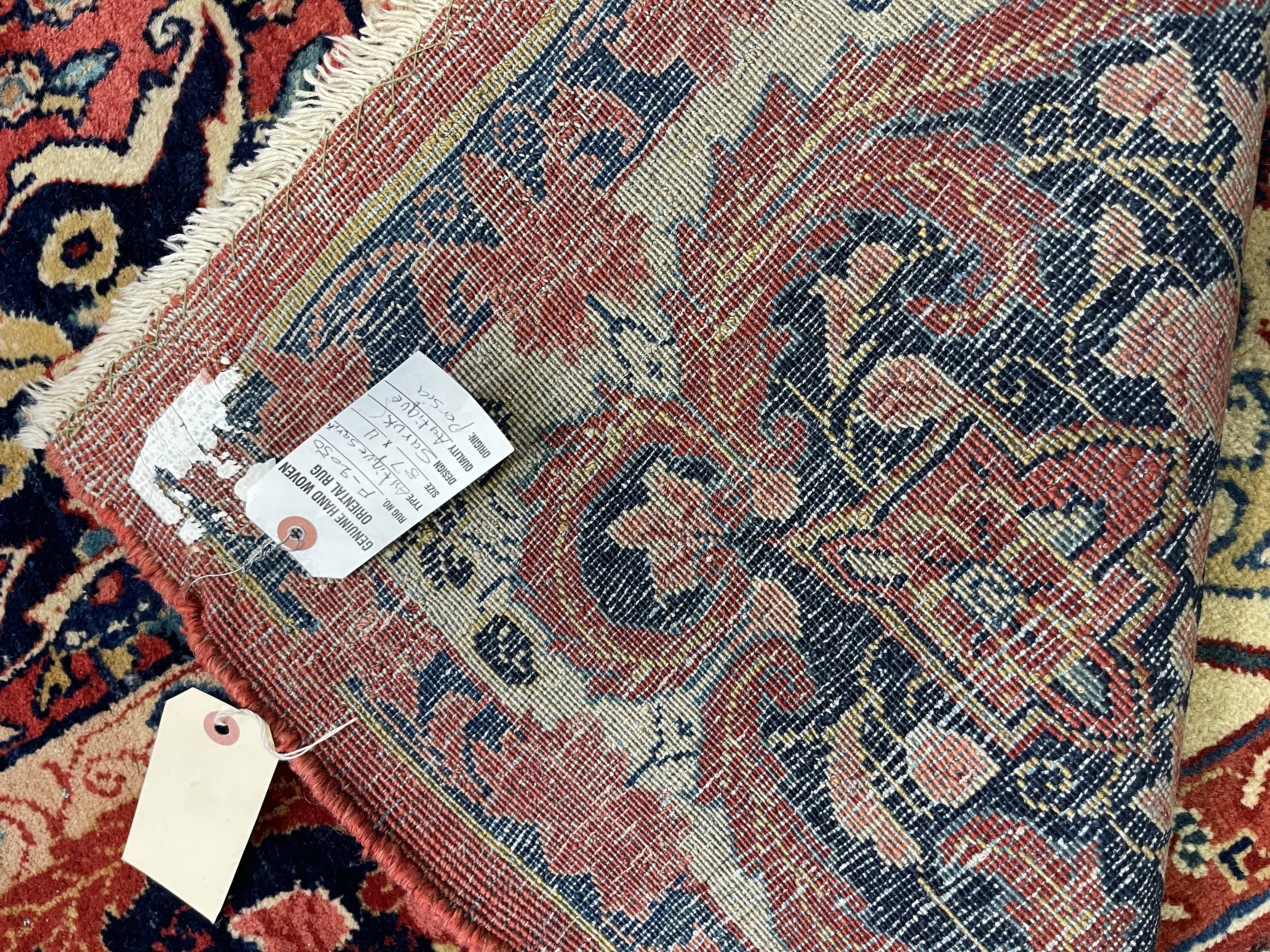 Antique Saruk rug F-2050, Persian rug, 8'7"x11', in red, ivory, navy, deep red, light blue, green.. - photo 5