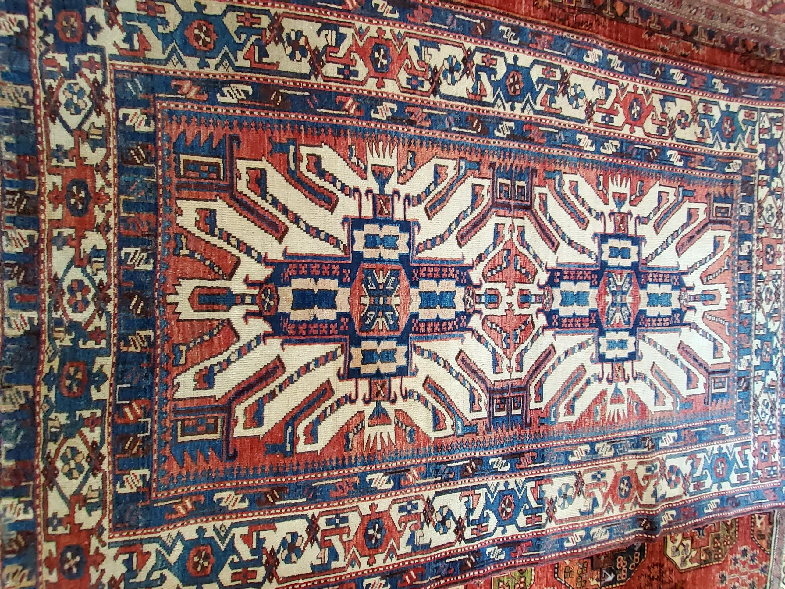 Antique Persian North West rug F-903, Persia rug, 4'8"x7'2", in ivory, rust, navy, light green, light blue.. - photo 2