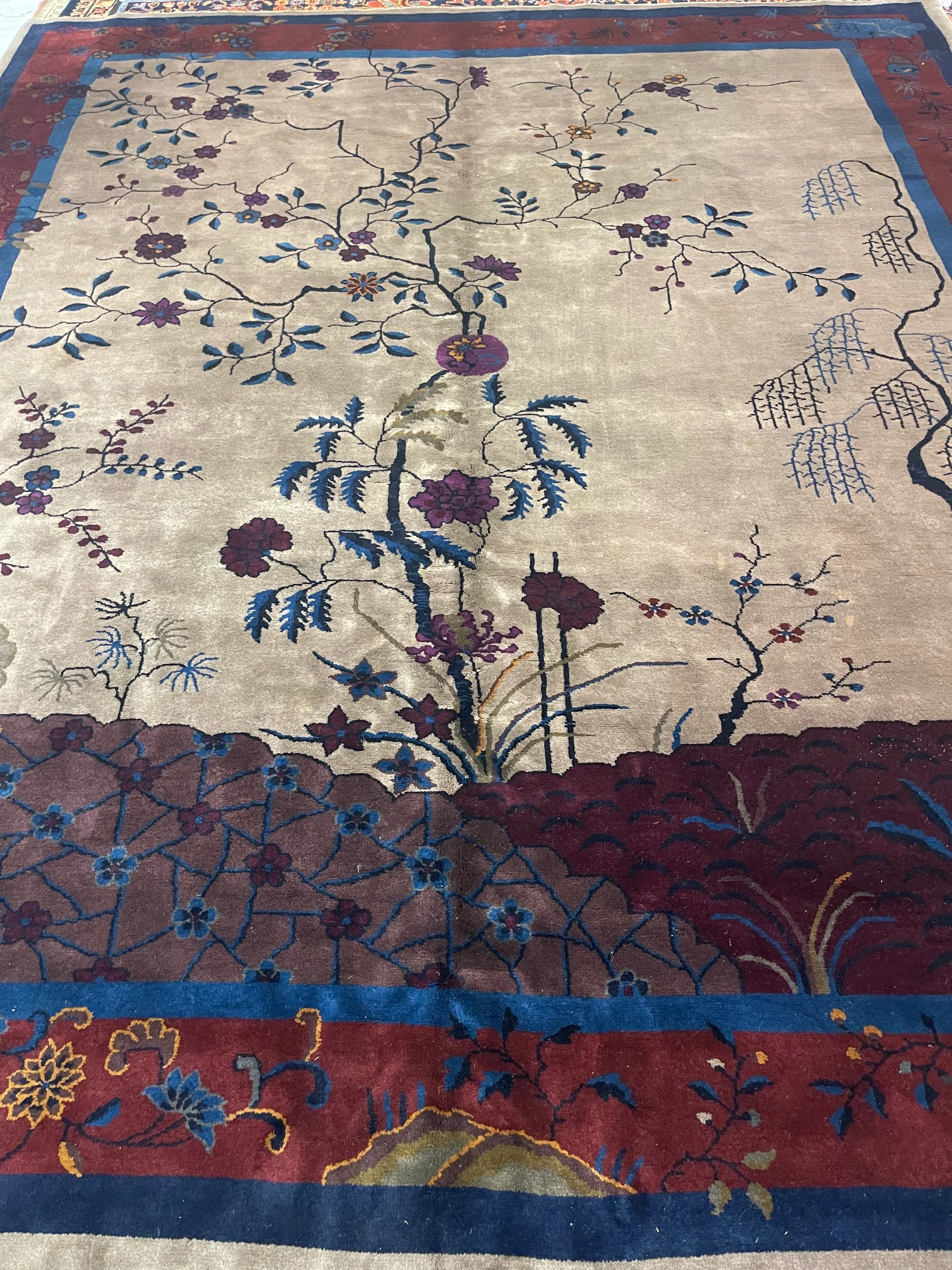 Antique Chinese Deco rug F-832, China rug, 8'x9'6", in deep grayish brown, burgundy, navy.. - photo 1