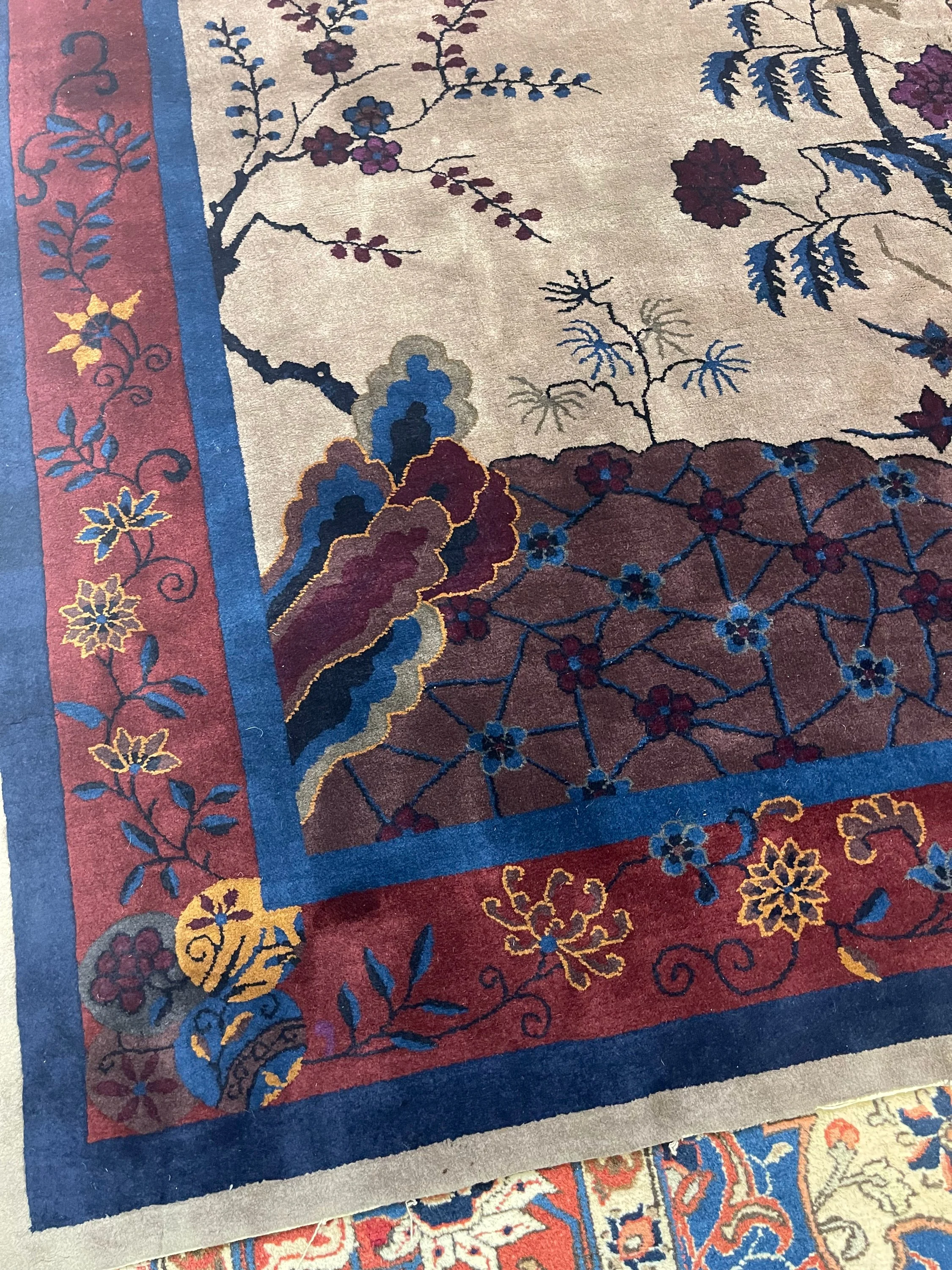Antique Chinese Deco rug F-832, China rug, 8'x9'6", in deep grayish brown, burgundy, navy.. - photo 2