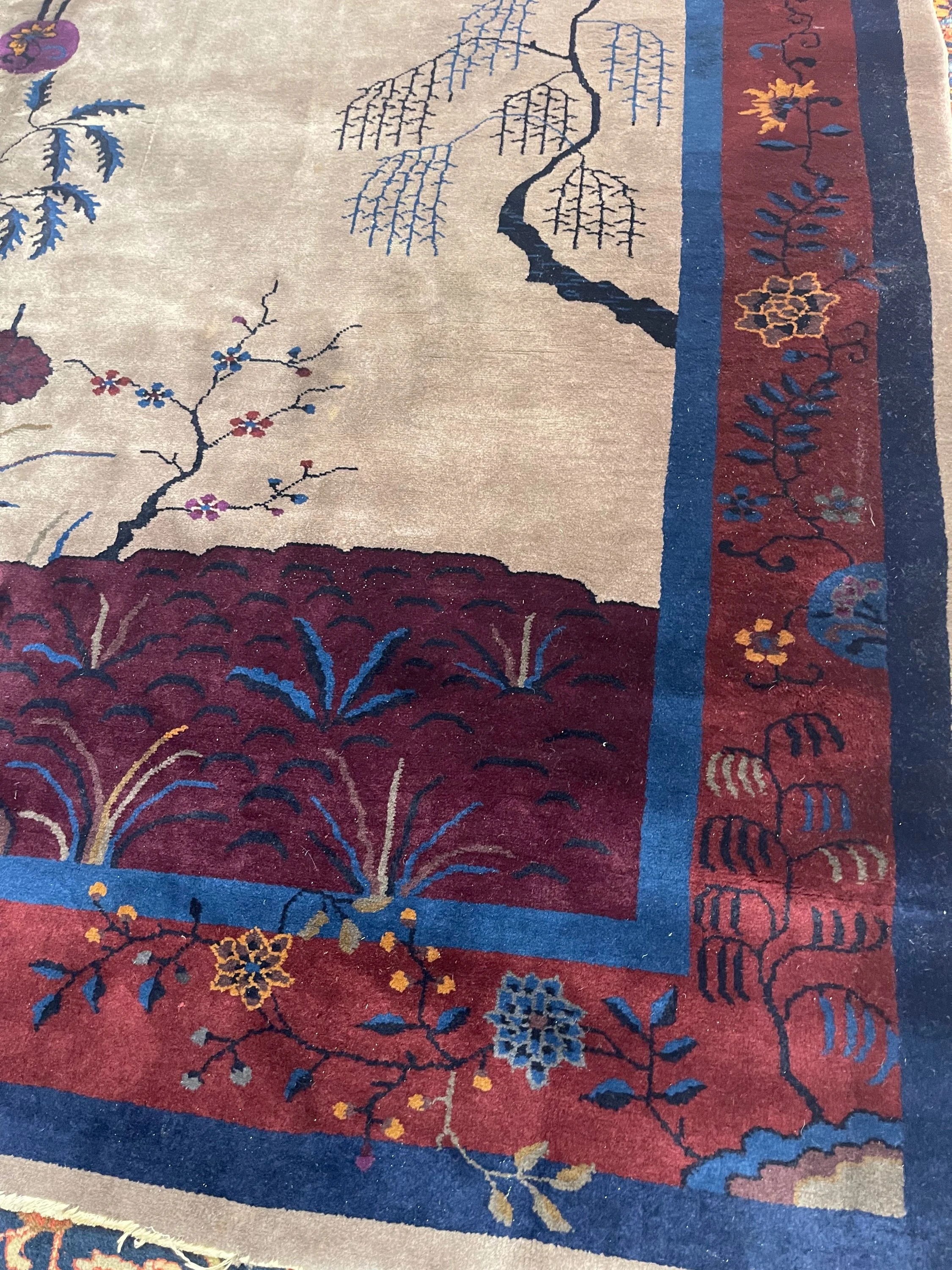 Antique Chinese Deco rug F-832, China rug, 8'x9'6", in deep grayish brown, burgundy, navy.. - photo 3