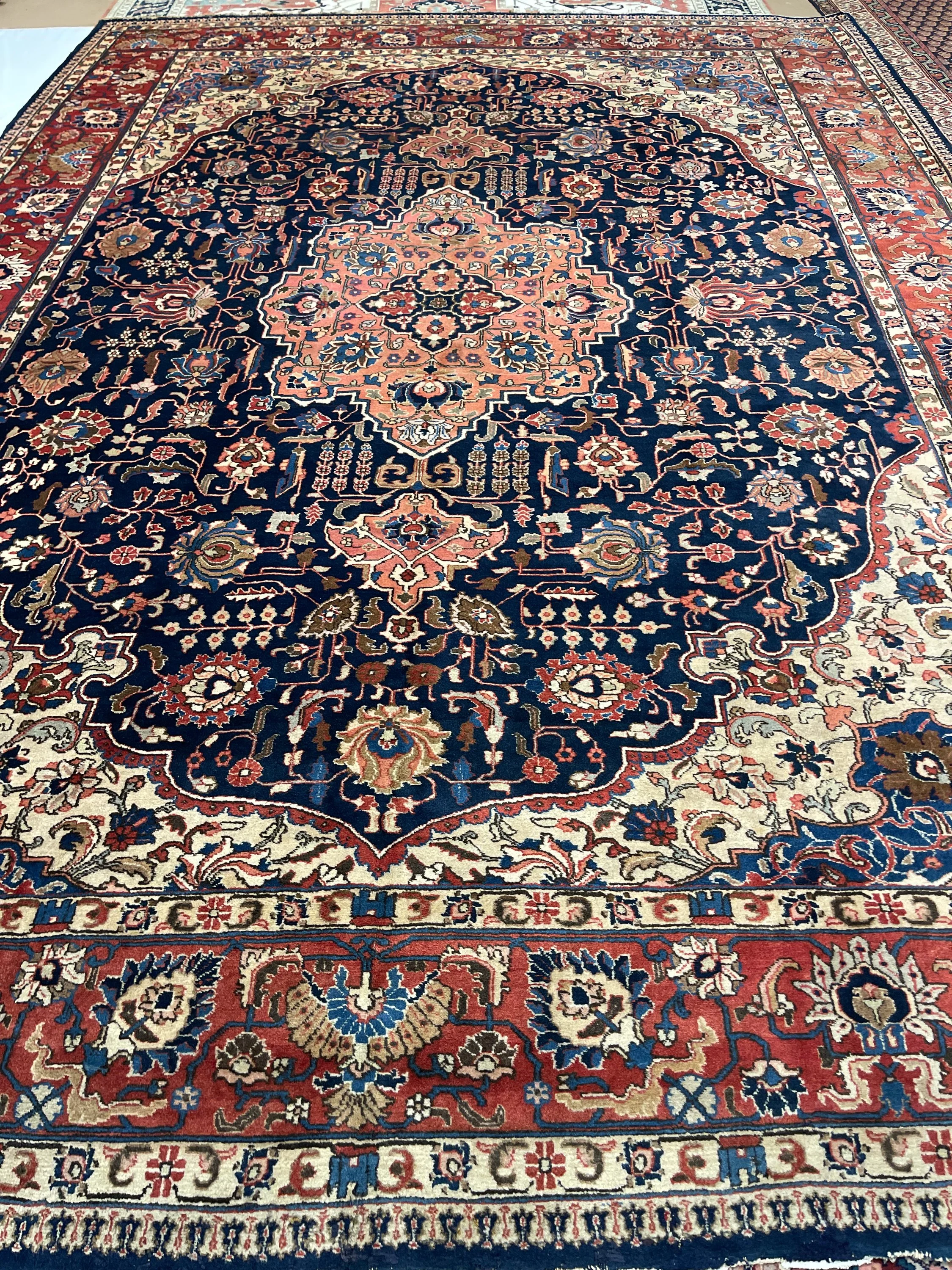 Antique Persian Tabriz F-291, Persian rug, 10'3"x14'4", in navy, rust, pink, ivory, light blue, light green, gold, .. - photo 2