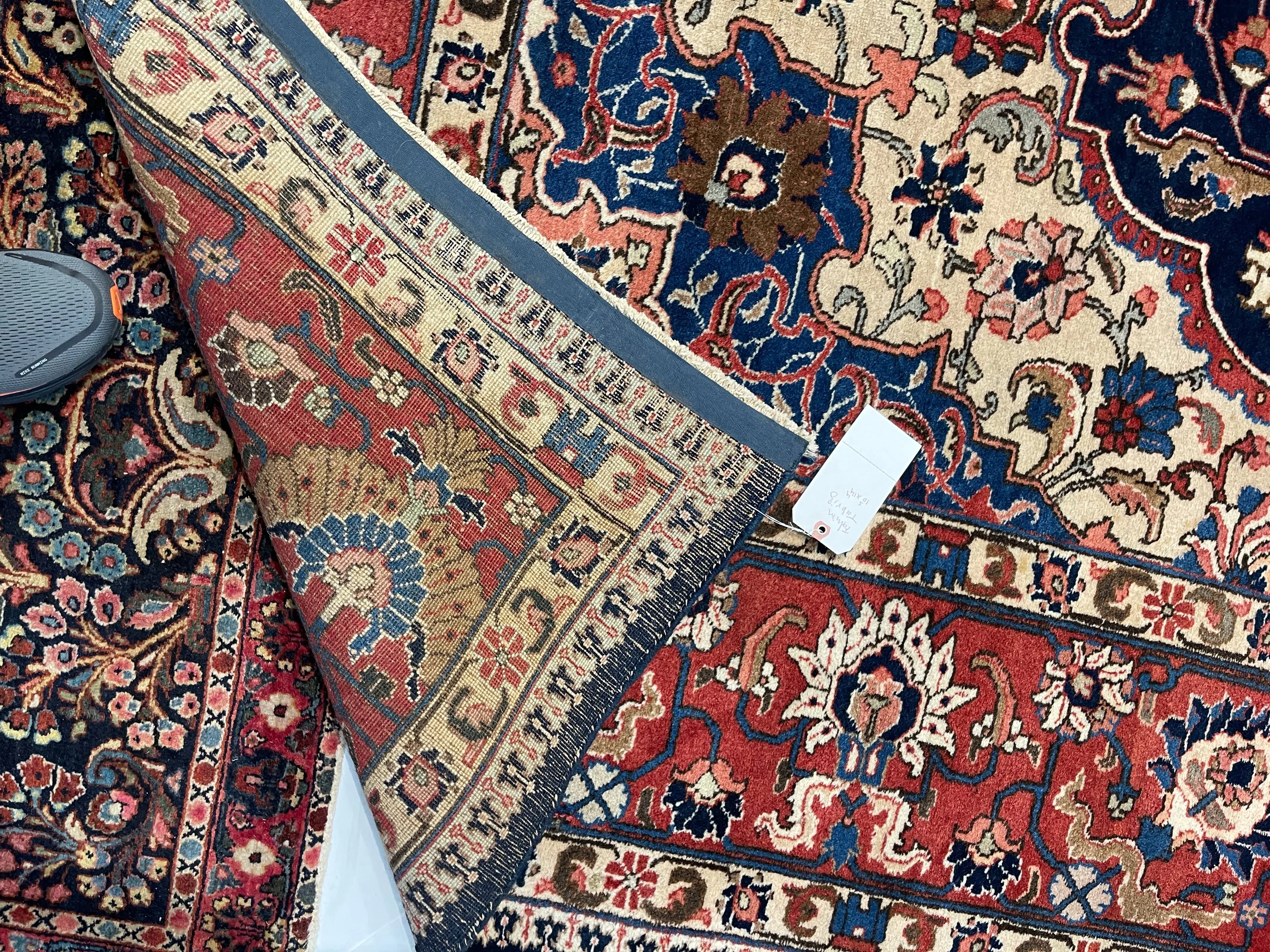 Antique Persian Tabriz F-291, Persian rug, 10'3"x14'4", in navy, rust, pink, ivory, light blue, light green, gold, .. - photo 5