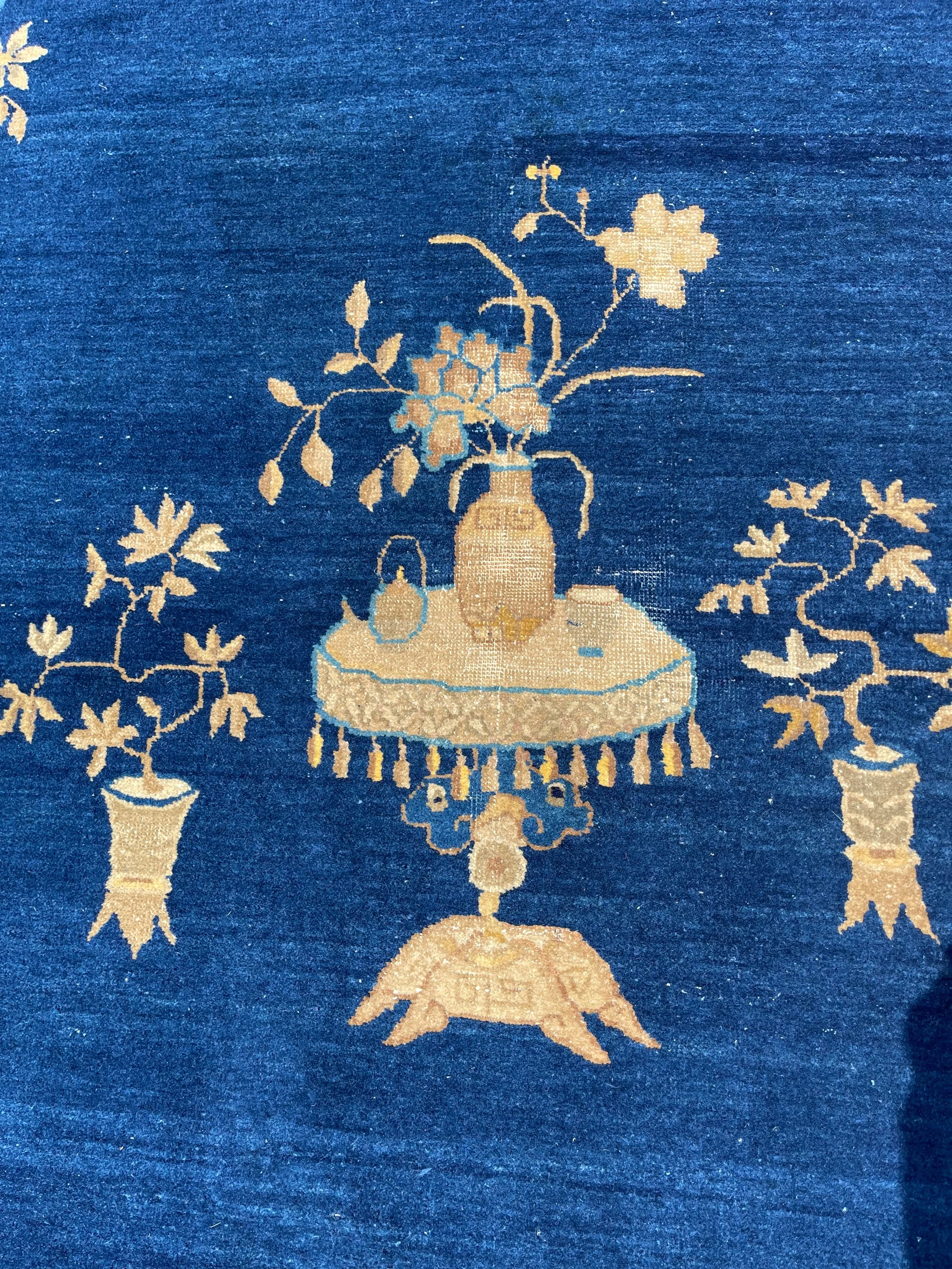 Antique Chinese rug F-1173, China rug, 10'x17'3", in light navy, navy, blue, tent, light brown.. - photo 3